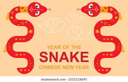 2025 Chinese new year, year of the snake banner, poster, background templates design with geometric flat modern snakes . vector illustration. EPS 10