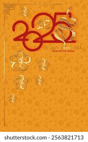 2025 Chinese New Year, Year of the Snake. Logo design for cover, card, poster, banner. isolated. Chinese symbol translation : zodiac SNAKE. Vector isolated on orange background