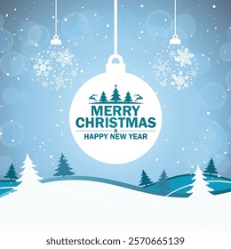 2025 Christmas and Happy New Year greeting card background. Christmas Ornament Card - Green and Red Design