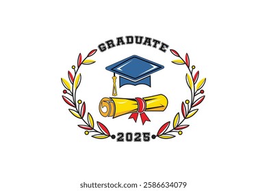 2025 class graduate. The concept of decoration of congratulations for school graduates. Design for t-shirt, flyer, invitation, greeting card. 