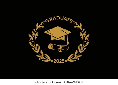 2025 class graduate. The concept of decoration of congratulations for school graduates. Design for t-shirt, flyer, invitation, greeting card. 