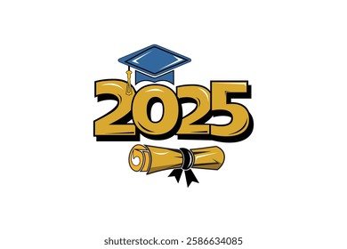 2025 class graduate. The concept of decoration of congratulations for school graduates. Design for t-shirt, flyer, invitation, greeting card. 