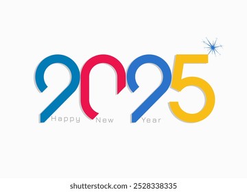 2025 colorful design number , happy new  year 2025