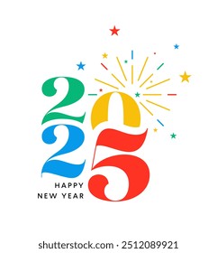 2025 colorful fireworks number logo