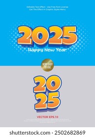 2025 comic font style vector 3D design with editable text effect