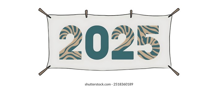 2025 creative banner,minimalistic flat vector illustration,,plain background