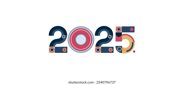 2025 creative banner,minimalistic flat vector illustration,,plain background