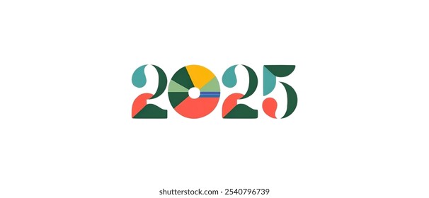 2025 creative banner,minimalistic flat vector illustration,,plain background