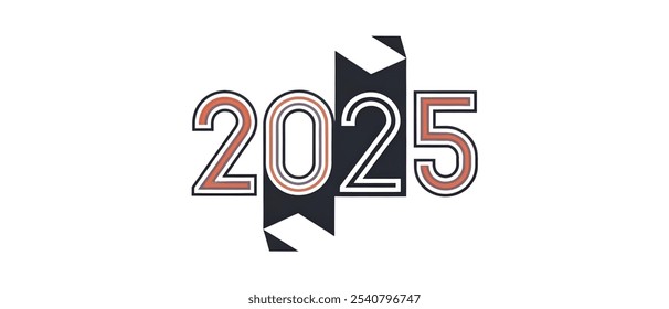 2025 creative banner,minimalistic flat vector illustration,,plain background