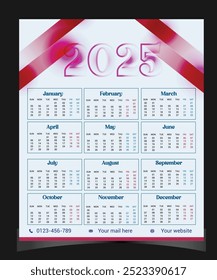 2025 Creative Calendar Design, vector, minimal, calendar.