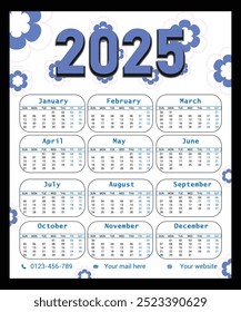 2025 Creative Calendar Design, vector, minimal, calendar.