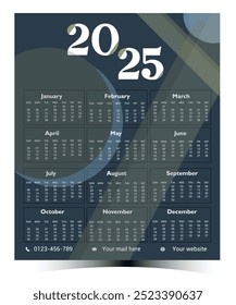 2025 Creative Calendar Design, vector, minimal, calendar.