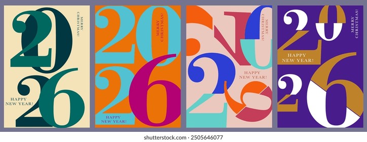 2025 Creativity Geometric Celebration of Happy New Year and Merry Christmas. Abstract Typography for Vibrant Advertising, Web Delights, Social Media Sparks, Banners, Covers, Posters.