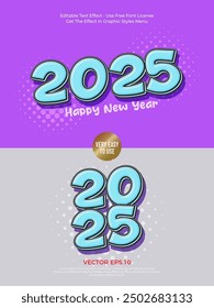 2025 cyan font style vector 3D design with editable text effect