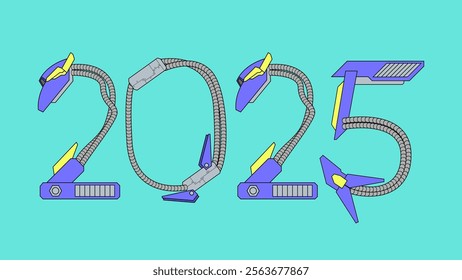2025 Cyborg Vector Art, Cyborg Style, Robot Style, Gundam Style, Icon, Logo, Happy New Year 2025