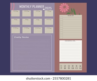 2025 daily planner, weekly planner,monthly planner, yearly planner,to do list,habit tracker,notes, calendar