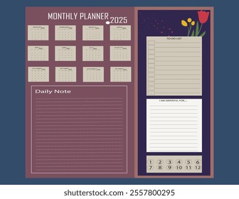 2025 daily planner, weekly planner,monthly planner, yearly planner,to do list,habit tracker,notes, calendar