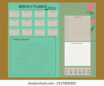 2025 daily planner, weekly planner,monthly planner, yearly planner,to do list,habit tracker,notes, calendar