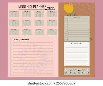 2025 daily planner, weekly planner,monthly planner, yearly planner,to do list,habit tracker,notes, calendar