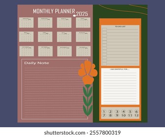 2025 daily planner, weekly planner,monthly planner, yearly planner,to do list,habit tracker,notes, calendar