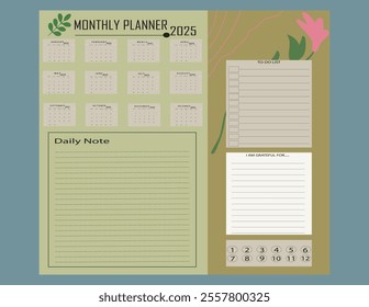 2025 daily planner, weekly planner,monthly planner, yearly planner,to do list,habit tracker,notes, calendar