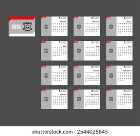 2025 desk calendar is compact in size with a neat and professional design, suitable for business environments. Practical and functional, ideal for work desks with a simple yet elegant layout