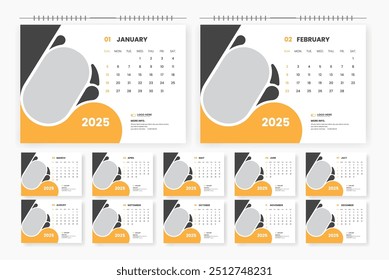 Plantilla de diseño de calendario de escritorio 2025