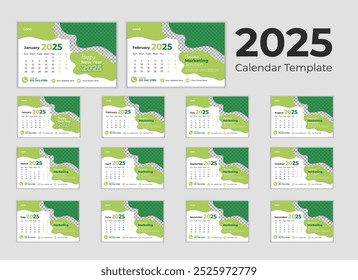 Modelo 2025 Desk Calendar, Ano Novo 2025 Tabela Calendário, Design Minimalista
