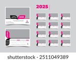 2025 Desk calendar template Desk calendar planner vector illustration.