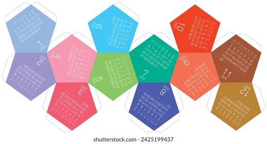 2025 Dodecahedron Desk Calendar Paper Craft Development