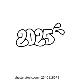2025 doodle design illustration suitable to celebrate new year, christmas, season, party, graffiti, fashion, sign, symbol, and more