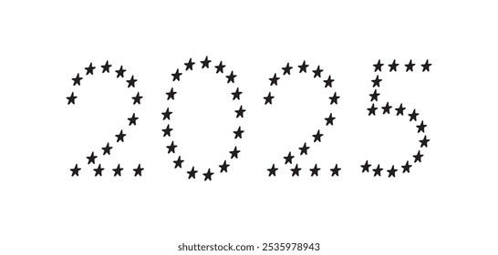 2025. doodles. holiday. holiday. joy. Christmas tree. numbers. sign. year. New year. Christmas. vector. on a white background. a template for creating a greeting card for the new year.