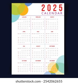2025 Editable Vector Calendar Design