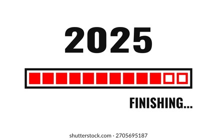 Barra de progreso de acabado 2025, Ilustración vectorial de fondo blanco