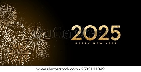 2025 fireworks banner, Happy New Year card template