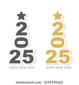 2025 in the format of a Christmas tree, vector, icon, sticker.