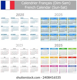 2025 French Mix Calendar Sun-Sat on white background