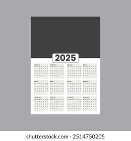 2025 full page calendar layout in modern style