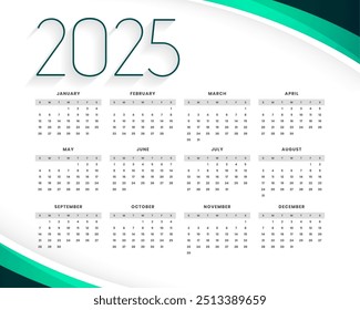 2025 calendário completo modelo escritório ou vetor de parede