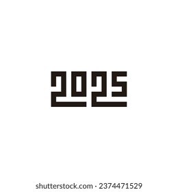 2025, geometric symbol simple logo vector 