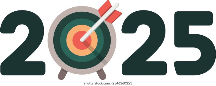 2025 Goals Concept With Target And Dart Arrow