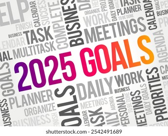 2025 Goals word cloud collage, business concept background