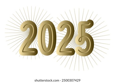 2025 in gold with a background with circles imitating fireworks.