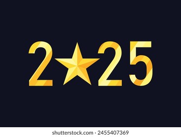2025 Golden Number, Happy New Year 2025, Design template with typography logo 2025 for celebration and season decoration. Minimalist trendy background for branding, banner, cover