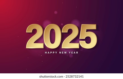 2025 Gouden nummer voor nieuwjaarsviering ontwerp voor wenskaart, banner of poster. Vectorillustratie.