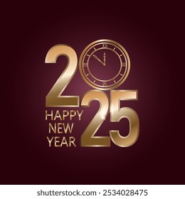 2025 golden number, New Year greeting card, vector illustration