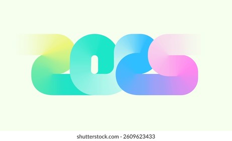 2025 gradient color new year number contour digital drawing letter vector