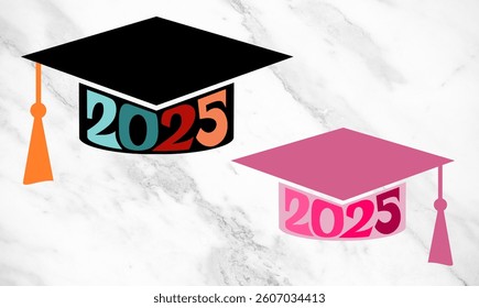 2025 Graduation Cap hat icon, student Vector graphics stock illustration #18