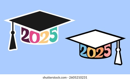 2025 Graduation Cap Icon Set Vector graphics stock illustration #05