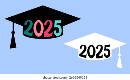 2025 Graduation Cap Icon Set Vector graphics stock illustration #09